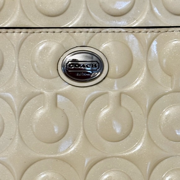 Coach Embossed Logo Wristlet - Cream/Silver - Picture 3 of 10